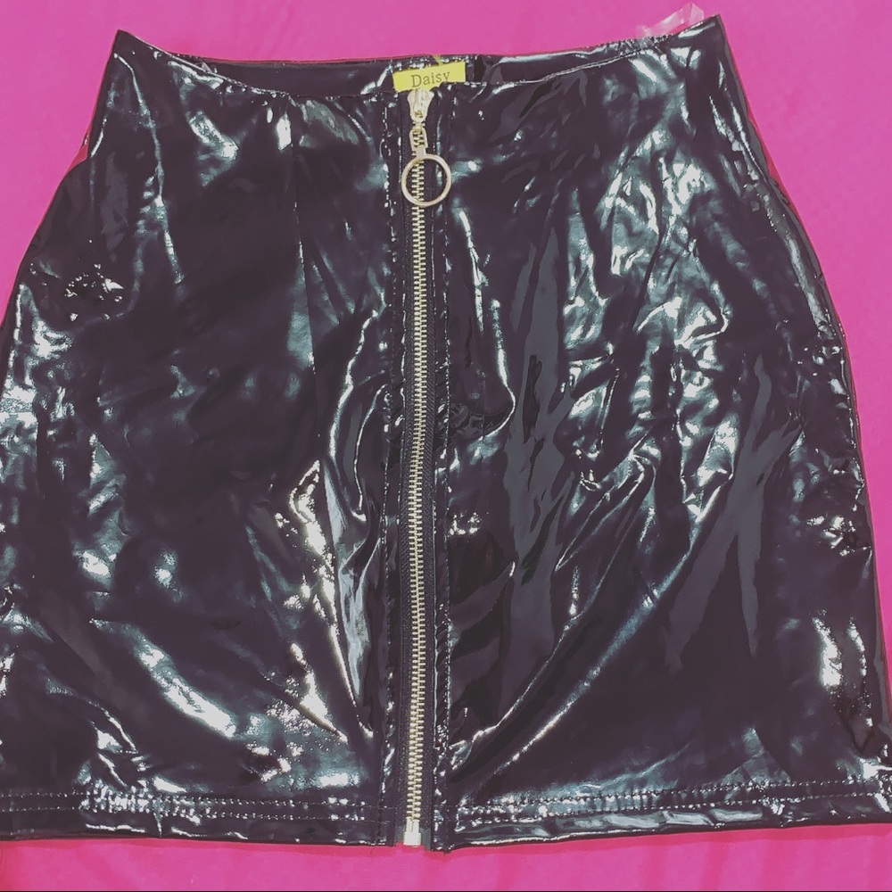 Plastic leather skirt